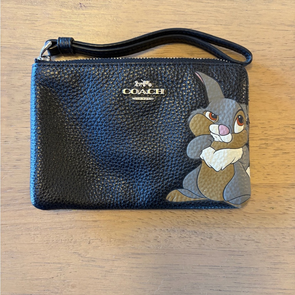 Coach x Disney Thumper Black Wristlet